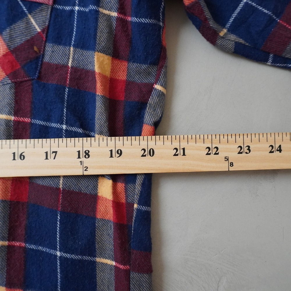 Vintage Todays Man Plaid Flannel Shirt L Mens 70s Blue Pink Corduroy USA Made - Picture 6 of 7